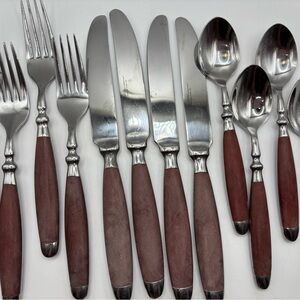 Hampton Silversmiths BISTRO-BROWN Stainless 12 Pieces Fork Spoon Knife Vintage
